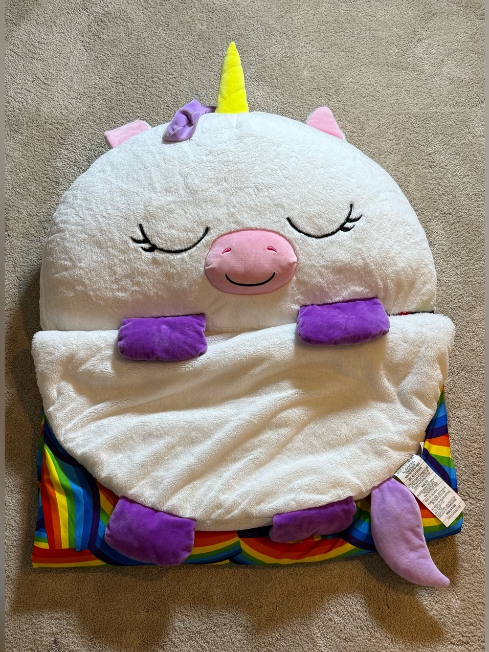 Happy Nappers Arianna Unicorn Sleeping Bag Plush Pillow Rainbow 30x66